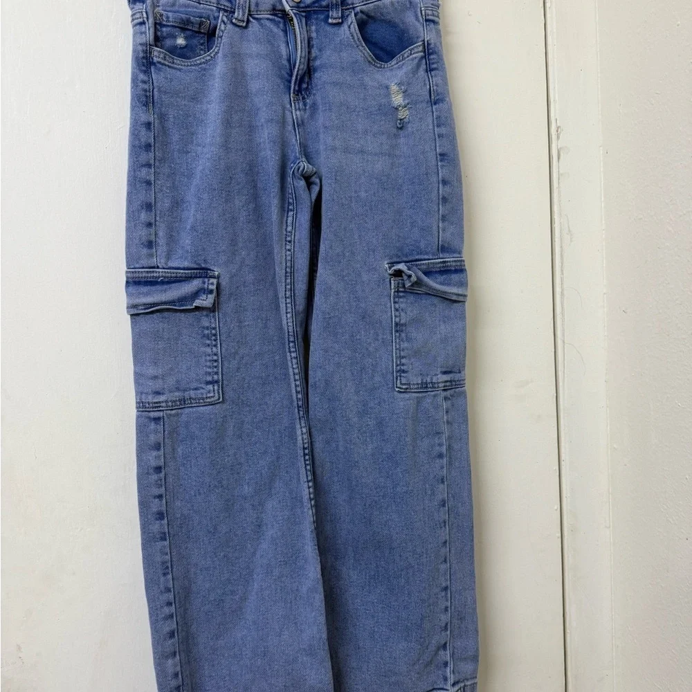 Justice Kids Blue Relaxed Cargo Jeans
